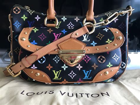 louis vuitton black multicolor small purse with lock and key